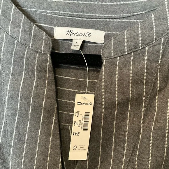 Madewell Gray Striped Women's Top size L - Picture 3 of 3